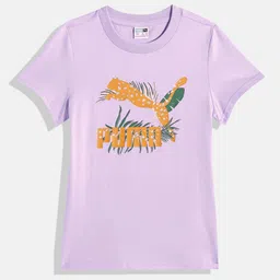 Puma Girls CLASSICS Graphic Youth Brand Logo Print Pure Cotton T-shirt-image-90