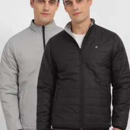 Allen Solly Black Regular Fit Quilted Reversible Jacket-picture-13