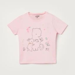 Juniors by Lifestyle Light Pink Cotton Printed Regular Fit T-Shirt-picture-7