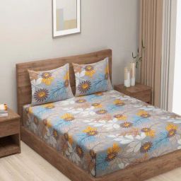 Swayam Tulip Floral Multicolor 144 TC Microfibre Double Bedsheet with 2 Pillow Covers-image-2