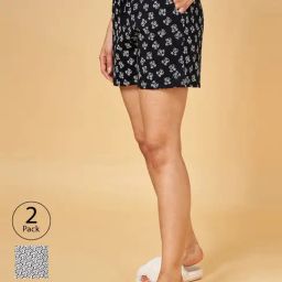 YU by Pantaloons Black & White Cotton Printed Shorts - Pack Of 2-image-33