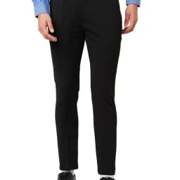 SOLEMIO Black Regular Fit Flat Front Trousers-image-18