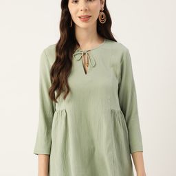 Bani Women Tie-Up Neck Gathered Top-image-98