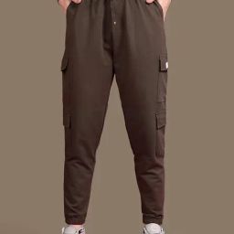 TWIN BIRDS Dark Olive Solid Baggy Fit Joggers-image-64