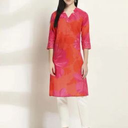 Rangriti Orange Cotton Straight Kurta-image-69