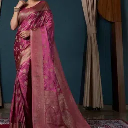 Vardha Rani Pink Woven Saree With Unstitched Blouse-picture-48