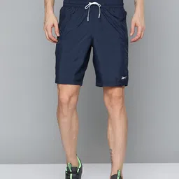 Reebok Men Navy Blue Brand Logo Printed WOR WOVEN Training Sports Shorts-image-49