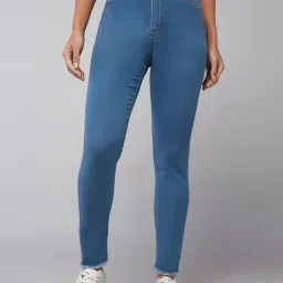DOLCE CRUDO Blue Skinny Fit High Rise Stretchable Jeans-image-61