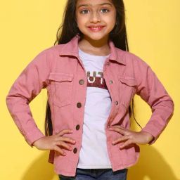 Tales & Stories Kids Pink Cotton Regular Fit Full Sleeves Shacket-image-82