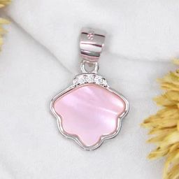 Taraash 925 Sterling Silver Pink Mother of Pearl Irregular Pendant-image-122