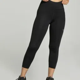 Puma Black Textured Pattern Sports Cropped Tights-image-79
