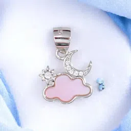 Taraash 925 Sterling Silver Pink Mother of Pearl Cloud Moon Star Pendant-image-24