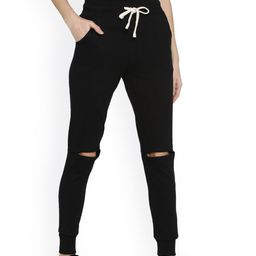 Campus Sutra Black Ripped Joggers-image-64