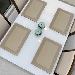 HOKIPO Set Of 4 Textured & Colourblocked Heat Resistant Table Placemats-35