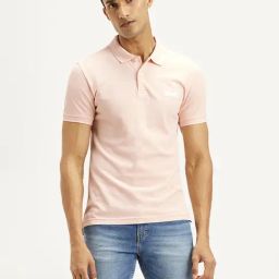 Levi's Peach Cotton Slim Fit Logo Printed Polo T-Shirt-image-47