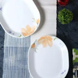 Corelle Begonia Vitrelle Glass Oval Serving Platters - Set of 3-3
