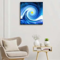 999store Blue Sea Wave With Sun Wall Painting-48