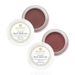 JUST HERBS Vegan Lip & Cheek Tint Pack of 2 Vibrant Corals Peachy Coral & Rose Coral - 8 gm-16
