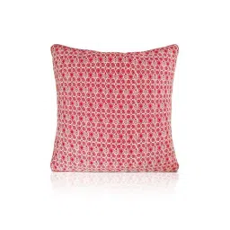 Home4U Ceren Red & Beige Cotton Slub Cushion Cover - Set of 1-image-6