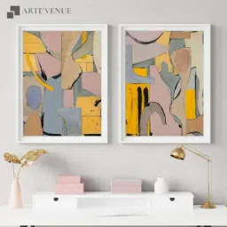 ARTE'VENUE Wabi Sabi Multicolor Paper Wall Arts - Set of 2 (13 X 16 inch Each)-32