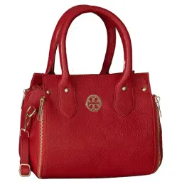 HiLEDER Red Solid Medium Satchel Handbag-8
