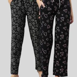 Kryptic Black Printed Pyjamas (Pack Of 2)-image-71