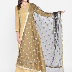 Dupatta Bazaar Black & Gold-Toned Embroidered Dupatta-39