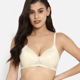 Clovia Beige Non Wired Padded Full Coverage Bra-image-37