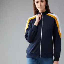 DOLCE CRUDO Navy Color Blocked Jacket-picture-12