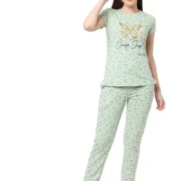 Sweet Dreams Light Green Printed Pajama Set-image-19