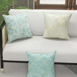 Bianca Suzane Mint Green & Beige Microfibre Cushion Cover - Set of 3-image-41