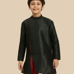 Sanwara Kids Green Regular Fit Kurta-image-3