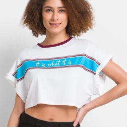 Spykar White Printed Crop Top-image-97