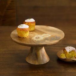 Ellementry Fleur D'or Brown Wooden Cake Stand With Base-image-96