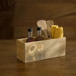 Ellementry Fleur D'or Brown Wooden Cutlery Stand-image-57