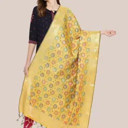 Dupatta Bazaar Yellow Woven Pattern Dupatta-image-65