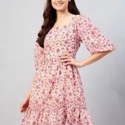 Marie Claire Pink Floral Print A Line Dress-image-92