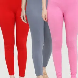 Gracit Red & Grey Mid Rise Leggings - Pack Of 3-picture-16