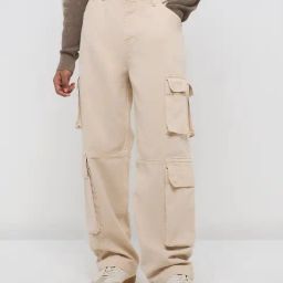Nuon by Westside Beige Cargo-Style Relaxed-Fit Mid-Rise Jeans-image-46
