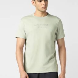 Van Heusen Grey Slim Fit Logo Printed T-Shirt-image-67