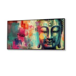 Nestroots Multicolor Canvas Buddha Head A Colorful Serenity Wall Painting - Single Frame image 2