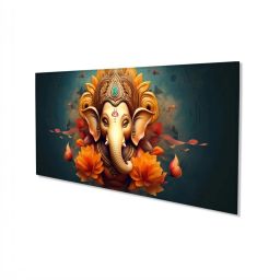 Nestroots Multicolor Canvas Serene Ganehsa On Nature Harmony Wall Painting - Gold Floating Frame image 2