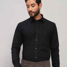 Cantabil Black Cotton Regular Fit Checks Shirt-picture-29
