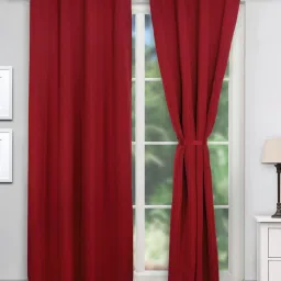 Swayam Micro Classic Eyelet Window Curtain - Single Piece (Red),5 Ft image 1