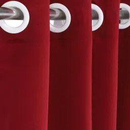 Swayam Micro Classic Eyelet Window Curtain - Single Piece (Red),5 Ft image 3