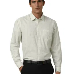 Van Heusen White Cotton Regular Fit Checks Shirt-picture-38