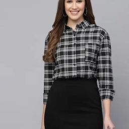 SELVIA Black & White Checks Shirt-image-13