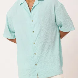WROGN Trendy Touch Textured Seersucker Oversized Shirt-image-24