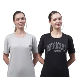 Vimal Jonney Light Grey & Black Cotton Graphic Print T-Shirt (Pack Of 2)-image-29