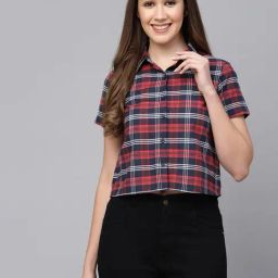SELVIA Navy & Red Checks Shirt-image-29